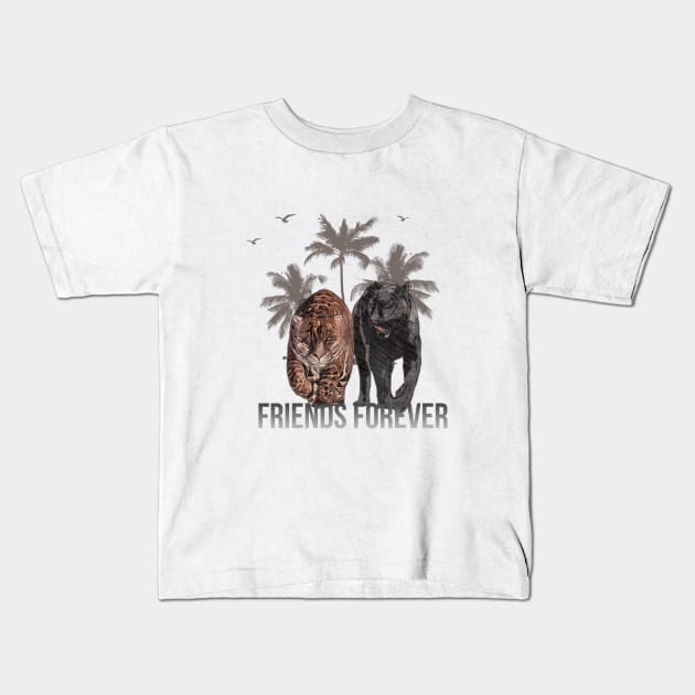 tiger friend Kids T-Shirt by crearty art